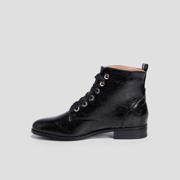 Bottines à lacets vernies noir femme