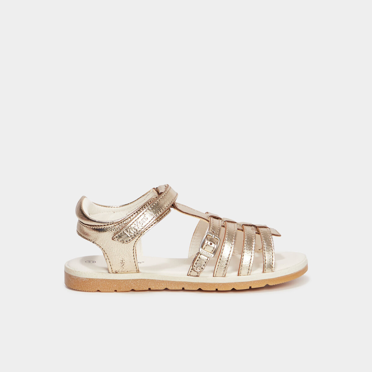 Sandales métallisées en cuir Kickers jaune or fille