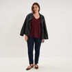 T-shirt droit avec dos dentelle oversize violet fonc&eacute; femme grande taille