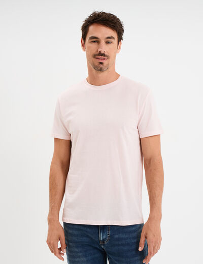 T-shirt droit en coton manches courtes rose clair homme