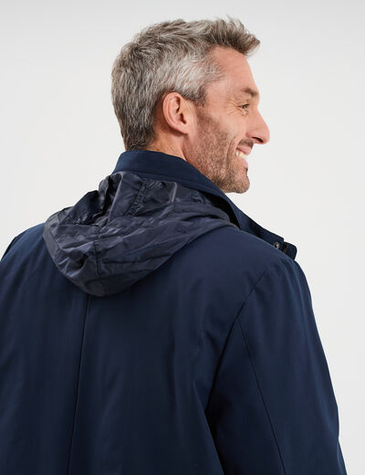 Parka 3-en-1 d&eacute;perlante bleu fonc&eacute; homme