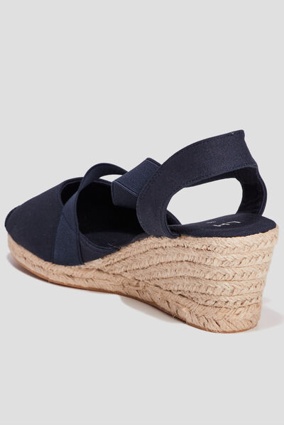 Sandales espadrilles compensées bleu femme