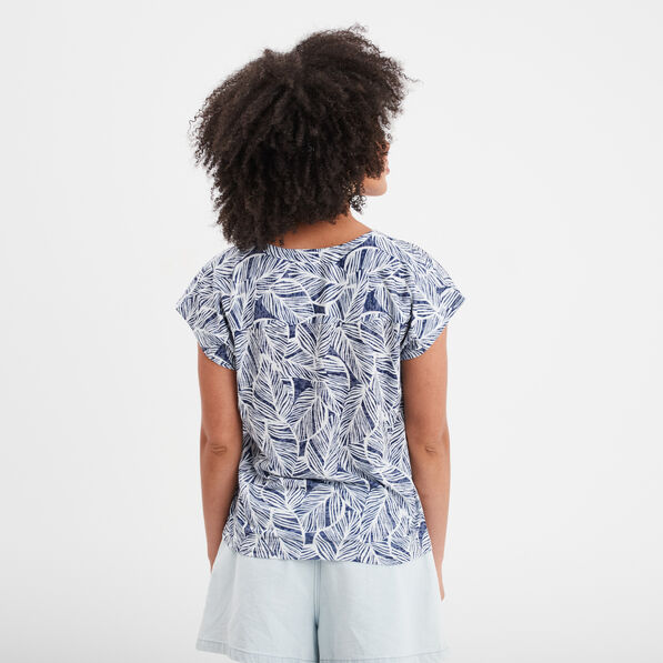 t shirt col en v manches courtes bleu gris femme T-shirt col en V manches courtes bleu gris femme