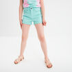 Short ajusté en twill bleu turquoise fille