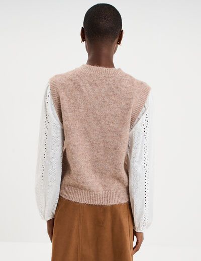 Gilet effet 2-en-1 beige femme