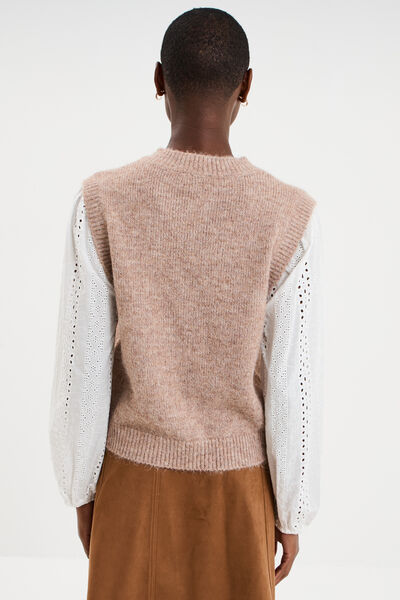 Gilet effet 2-en-1 beige femme