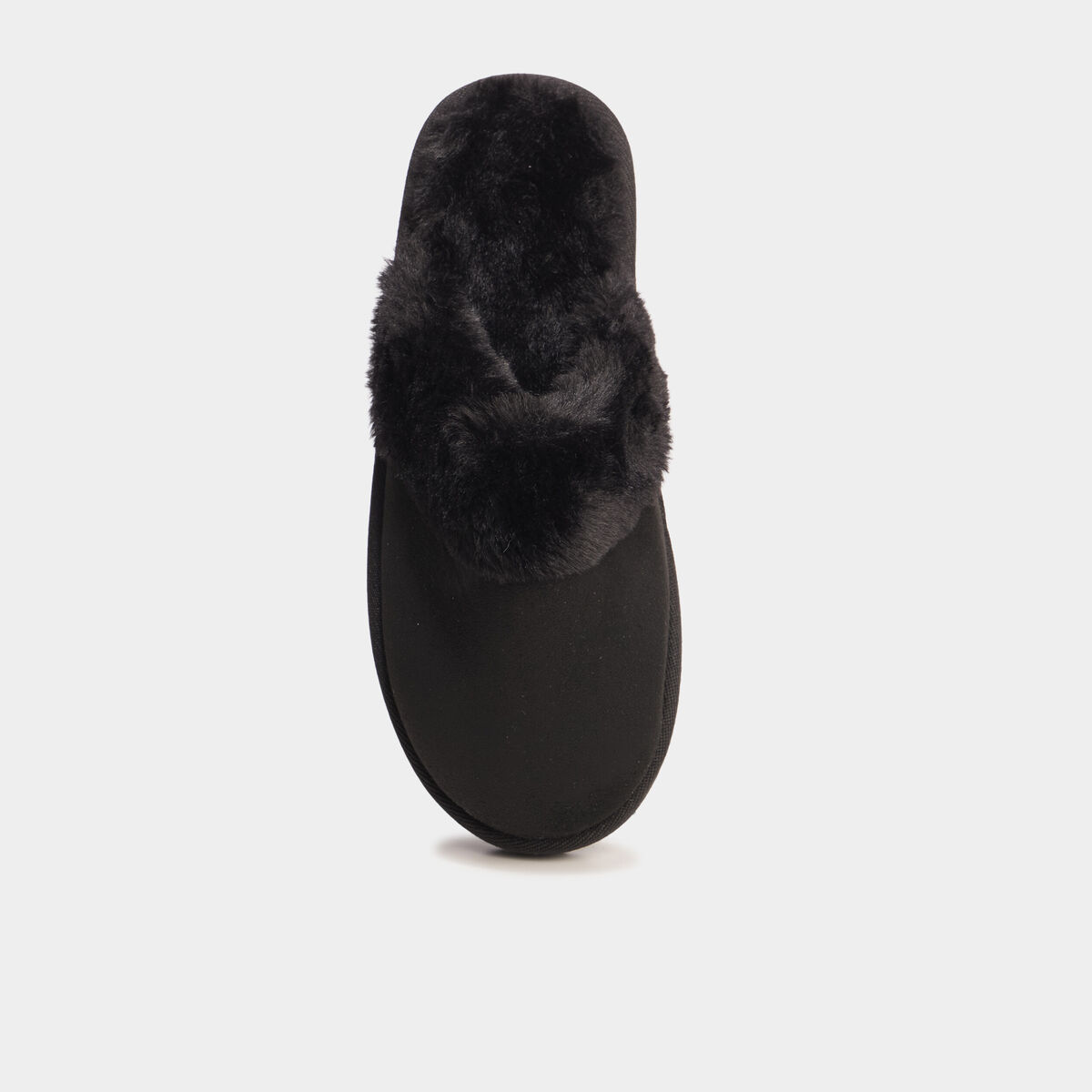 Chaussons mules fourr&eacute;s noir femme