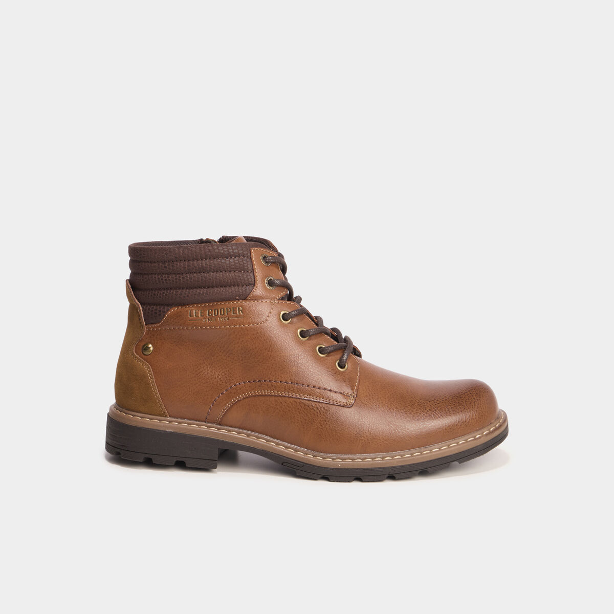 Bottines montantes crant&eacute;es zipp&eacute;es marron homme