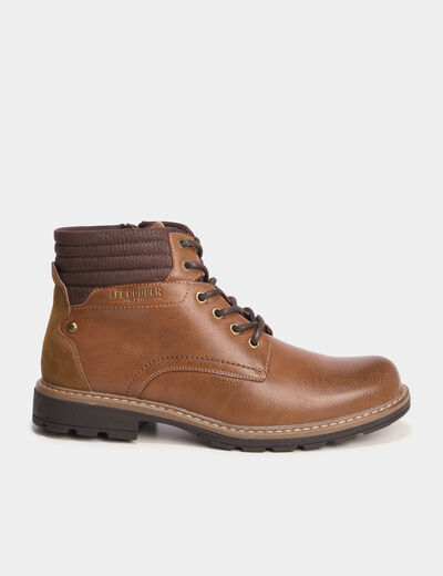 Bottines montantes crant&eacute;es zipp&eacute;es marron homme