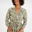 Robe col chemise ceinturée manches 3/4 blanc femme