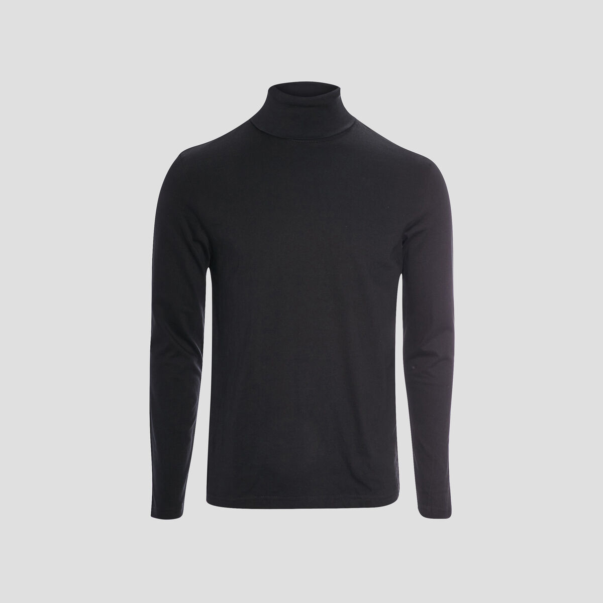 T-shirt col roulé manches longues noir homme