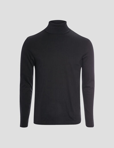 T-shirt col roulé manches longues noir homme