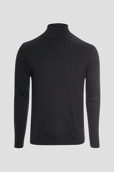 T-shirt col roul&eacute; manches longues noir homme
