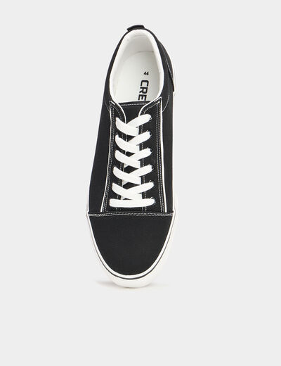 Tennis basses en toile à lacets noir homme