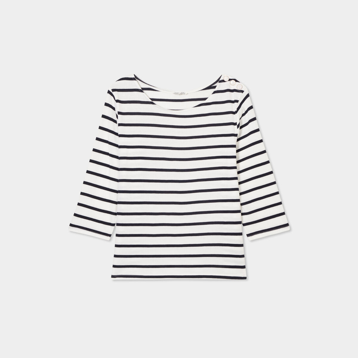 T-shirt col rond manches 3/4 coton ecru femme grande taille
