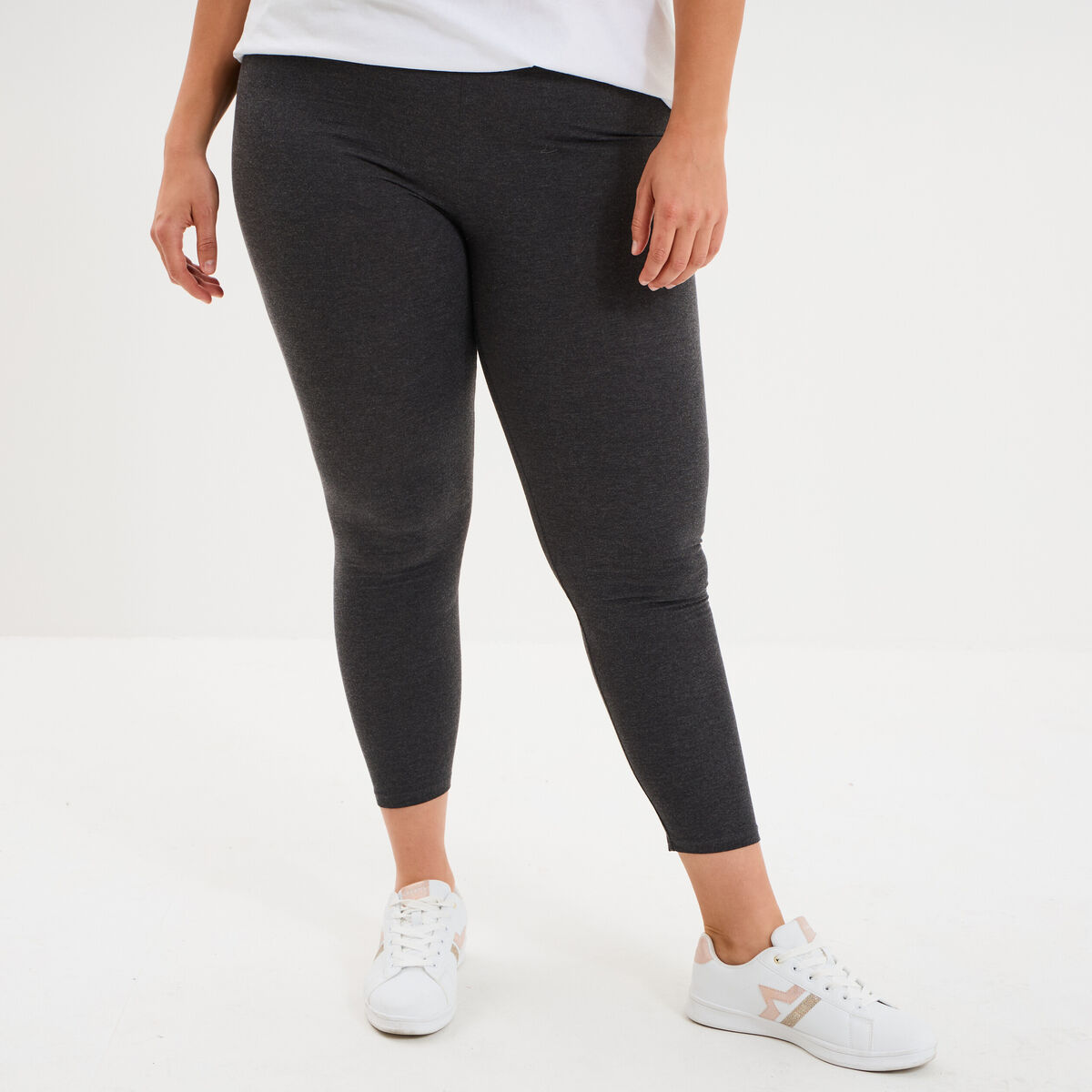 Legging avec taille &eacute;lastiqu&eacute;e gris fonc&eacute; femme grande taille