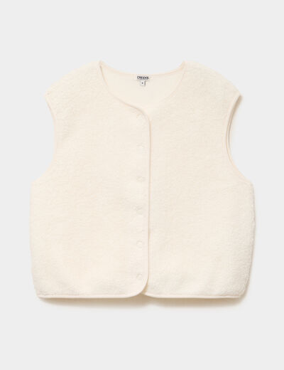 Veste sans manches effet polaire ecru femme