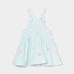 Robe évasée brodée à bretelles vert turquoise bébé fille