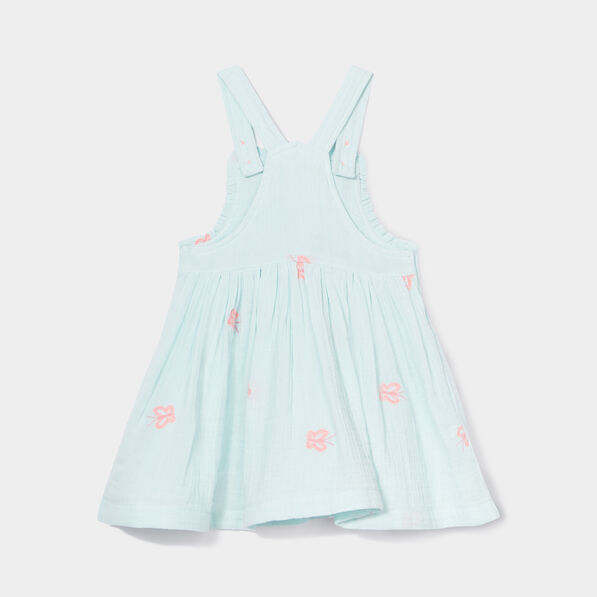 robe evasee brodee a bretelles vert turquoise bebef Robe évasée brodée à bretelles vert turquoise bébé fille