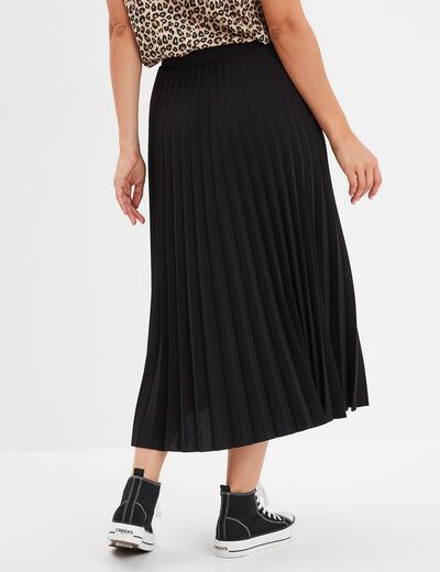 Jupe midi plissée patineuse noir femme