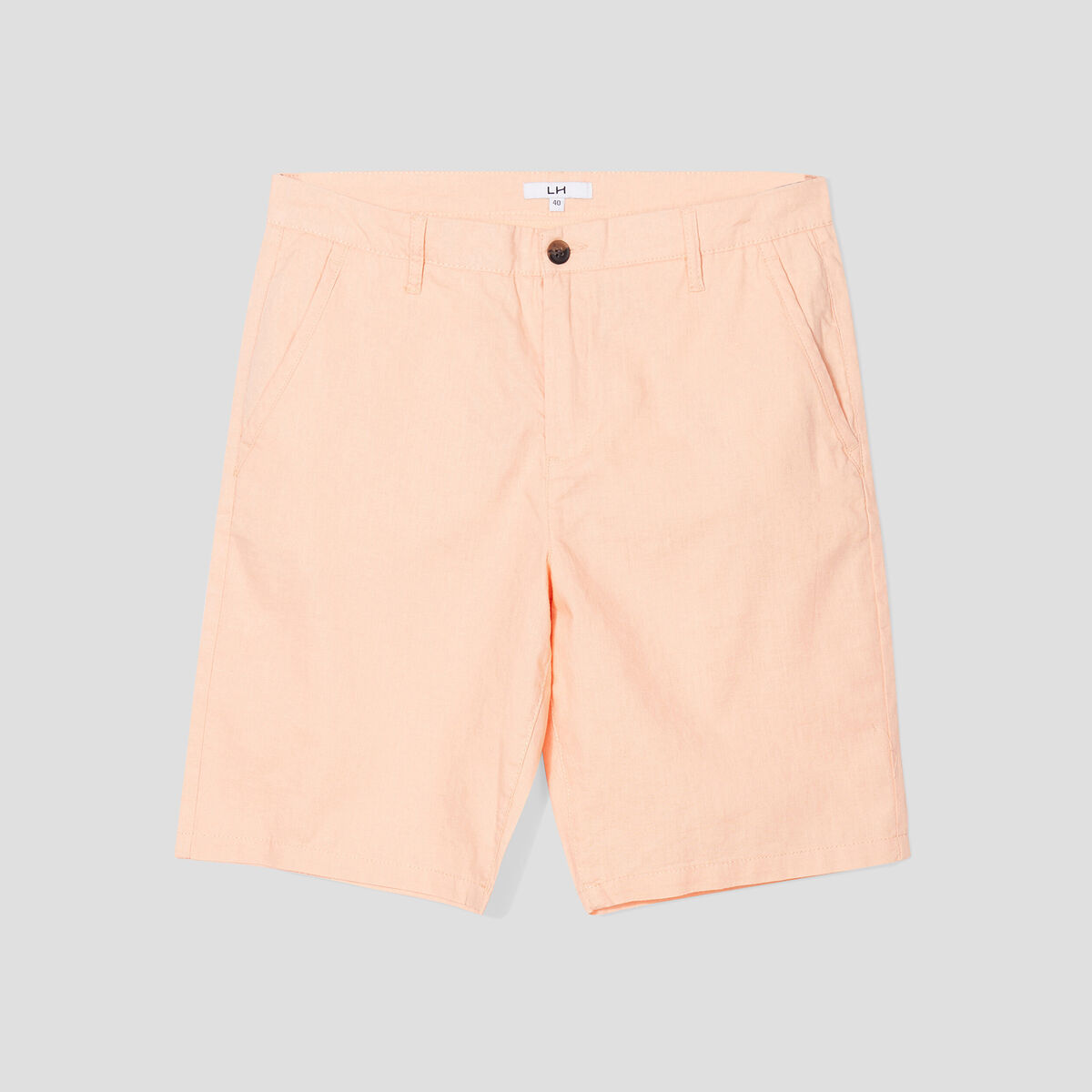 Short chino droit lin majoritaire rose clair homme