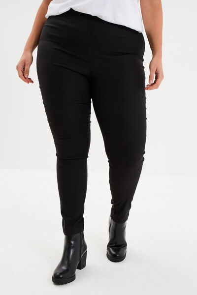 Pantalon slim &agrave; taille &eacute;lastiqu&eacute;e noir femme grande taille