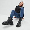 Bottines à lacets en cuir noir femme