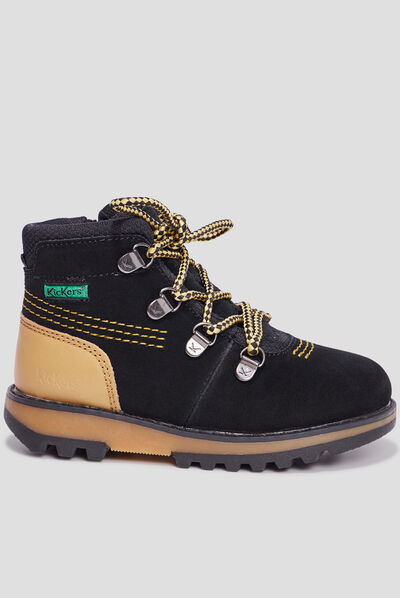 Bottines en cuir Kickers Kicknature noir garçon