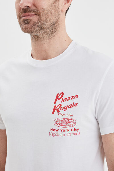 T-shirt droit manches courtes coton blanc homme