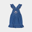 Robe salopette jean à volants en coton denim stone bébé fille