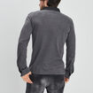 Polo coton manches longues gris foncé homme