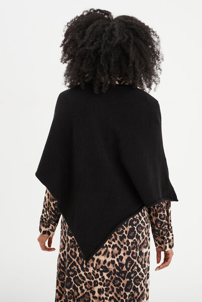 Poncho asymétrique noir femme
