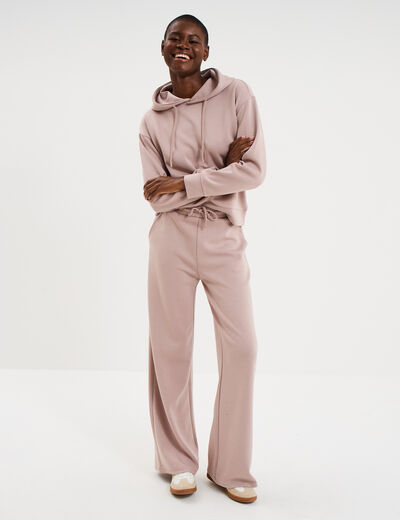 Pantalon de jogging large &eacute;lastiqu&eacute; marron clair femme