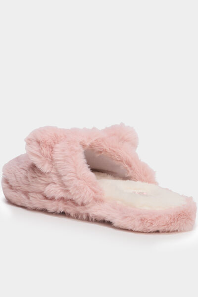 Chaussons mules effet fausse fourrure mauve fille