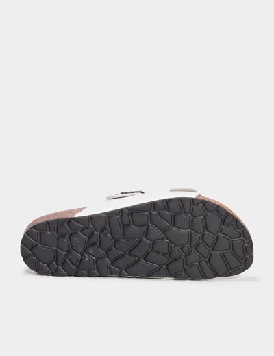 Mules perforées en cuir blanc femme