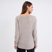 Pull ajusté avec col en V beige femme