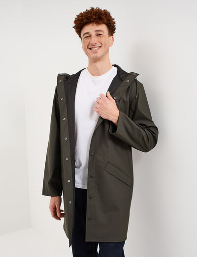 Parka imperm&eacute;able coupe-vent &agrave; capuche vert kaki homme