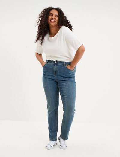 Jeans slim taille haute 5 poches denim dirty femme grande taille