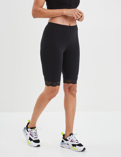 Legging corsaire à dentelle noir femme