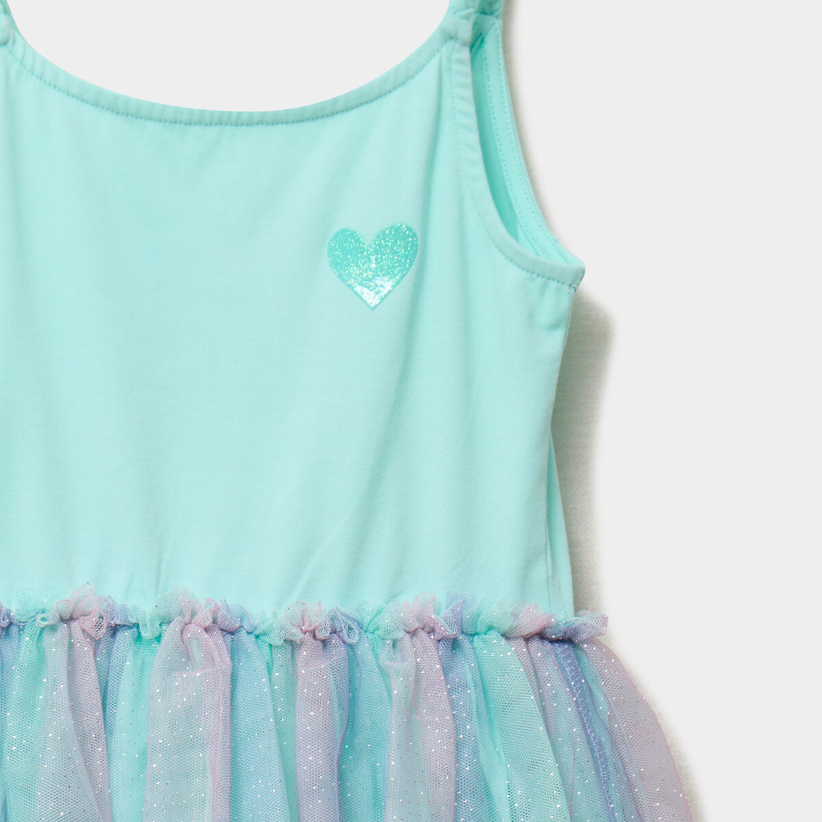 Robe bas tulle bretelles fines vert clair fille