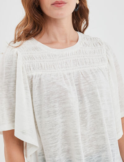T-shirt manches courtes volantées Creeks blanc femme