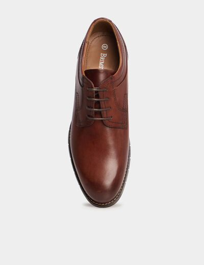 Derbies en cuir avec lacets marron foncé homme