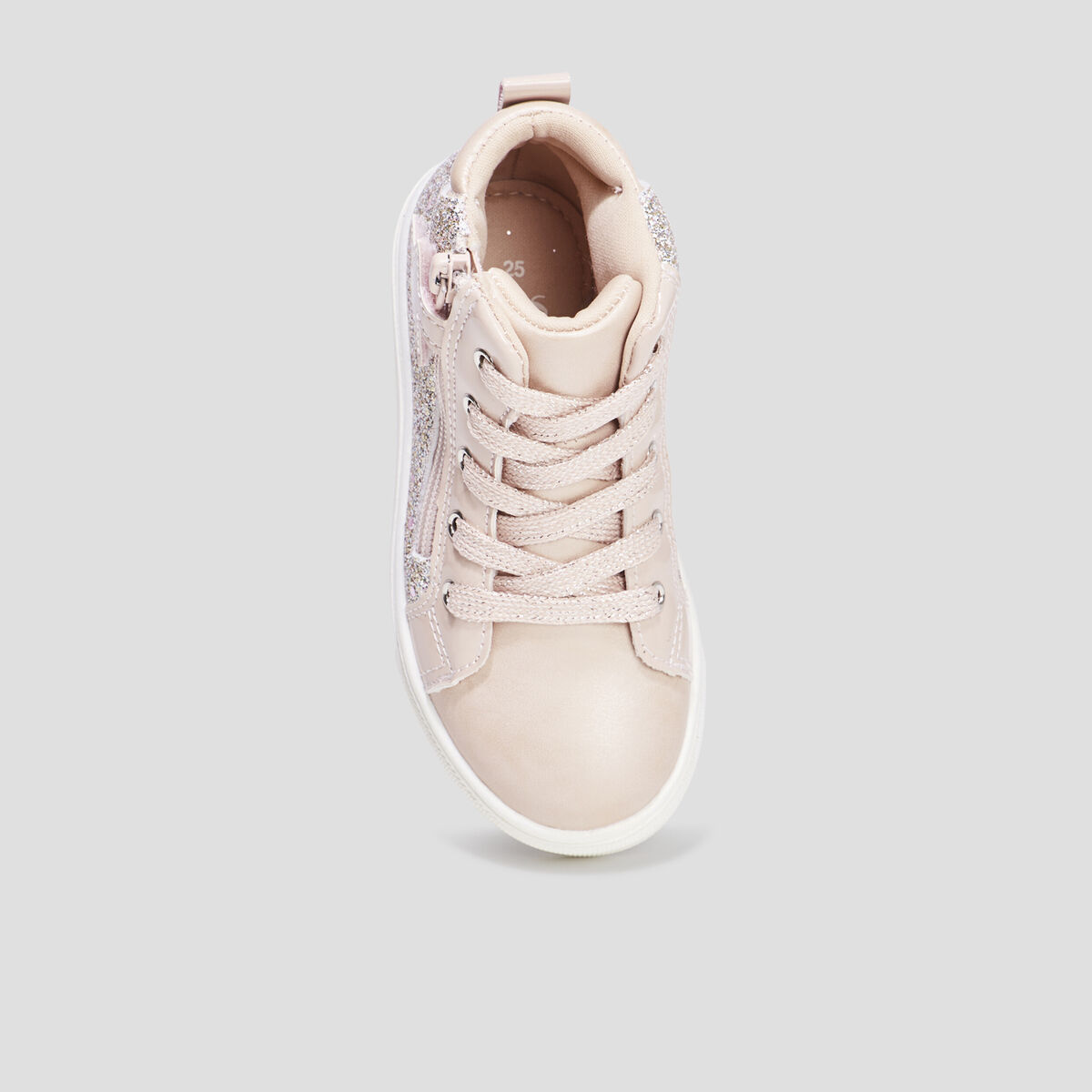 Baskets montantes pailletées zippées rose fille