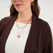 Veste courte col ch&acirc;le oversize marron fonc&eacute; femme grande taille