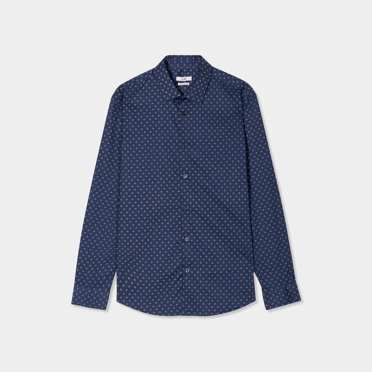Chemise ajust&eacute;e manches longues bleu fonc&eacute; homme