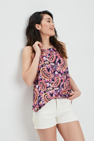 Blouse sans manches violet femme