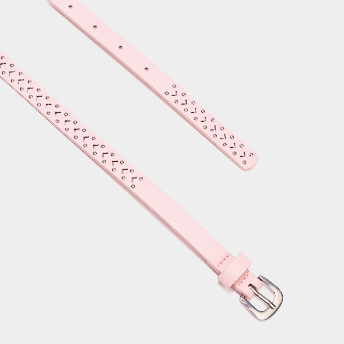 Ceinture perforée à clous rose clair bébé fille