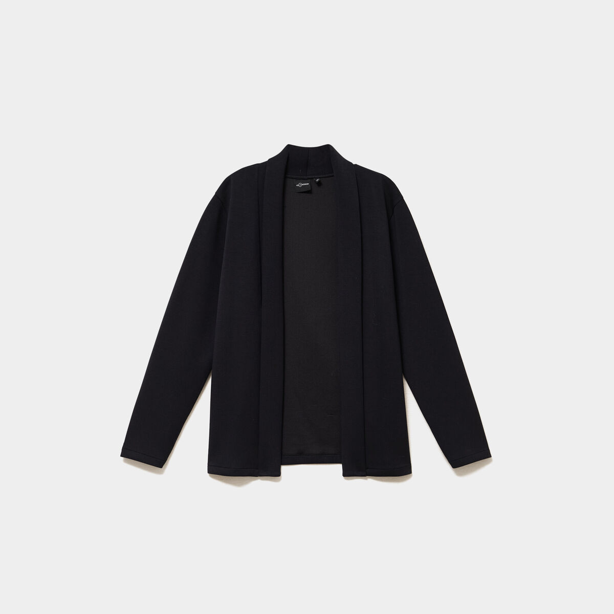 Blazer court col ch&acirc;le manches longues noir femme
