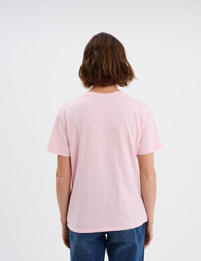 T-shirt droit manches courtes coton rose fluo femme