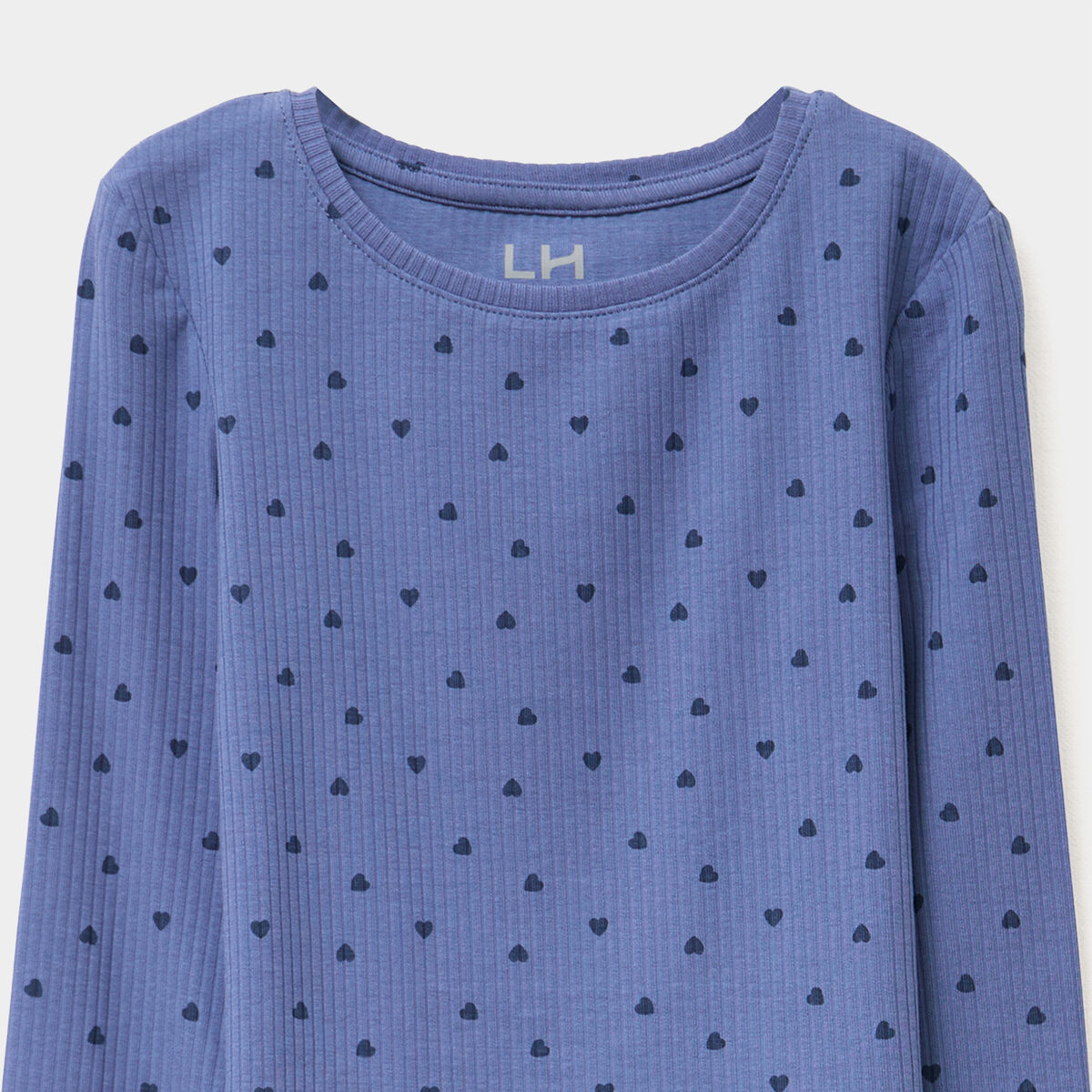 T-shirt côtelé manches longues coton bleu gris fille